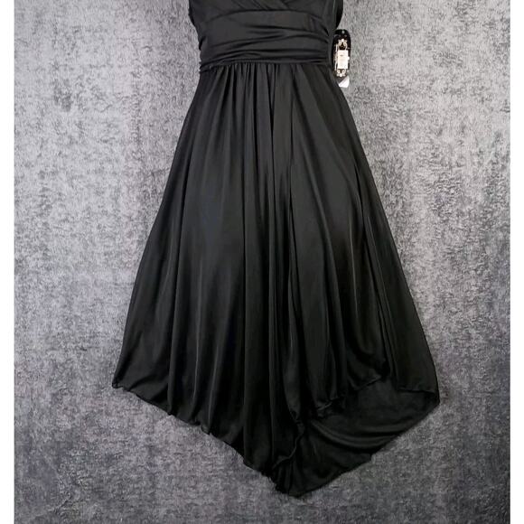 Trixxi Black Halter Cocktail Dress Size Small Handkerchief Hem Empire Waist LBD - Picture 7 of 14